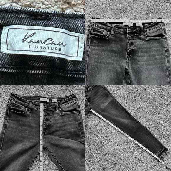KanCan Black Washed Ankle Skinny Jeans Mid-Rise Button-Fly Frayed Hem Women’s 28 - Picture 16 of 16